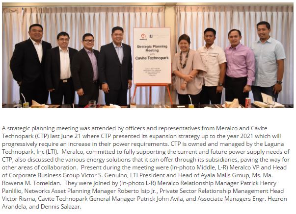 Meralco and Cavite TechnoPark collaborate for their journey to 2021