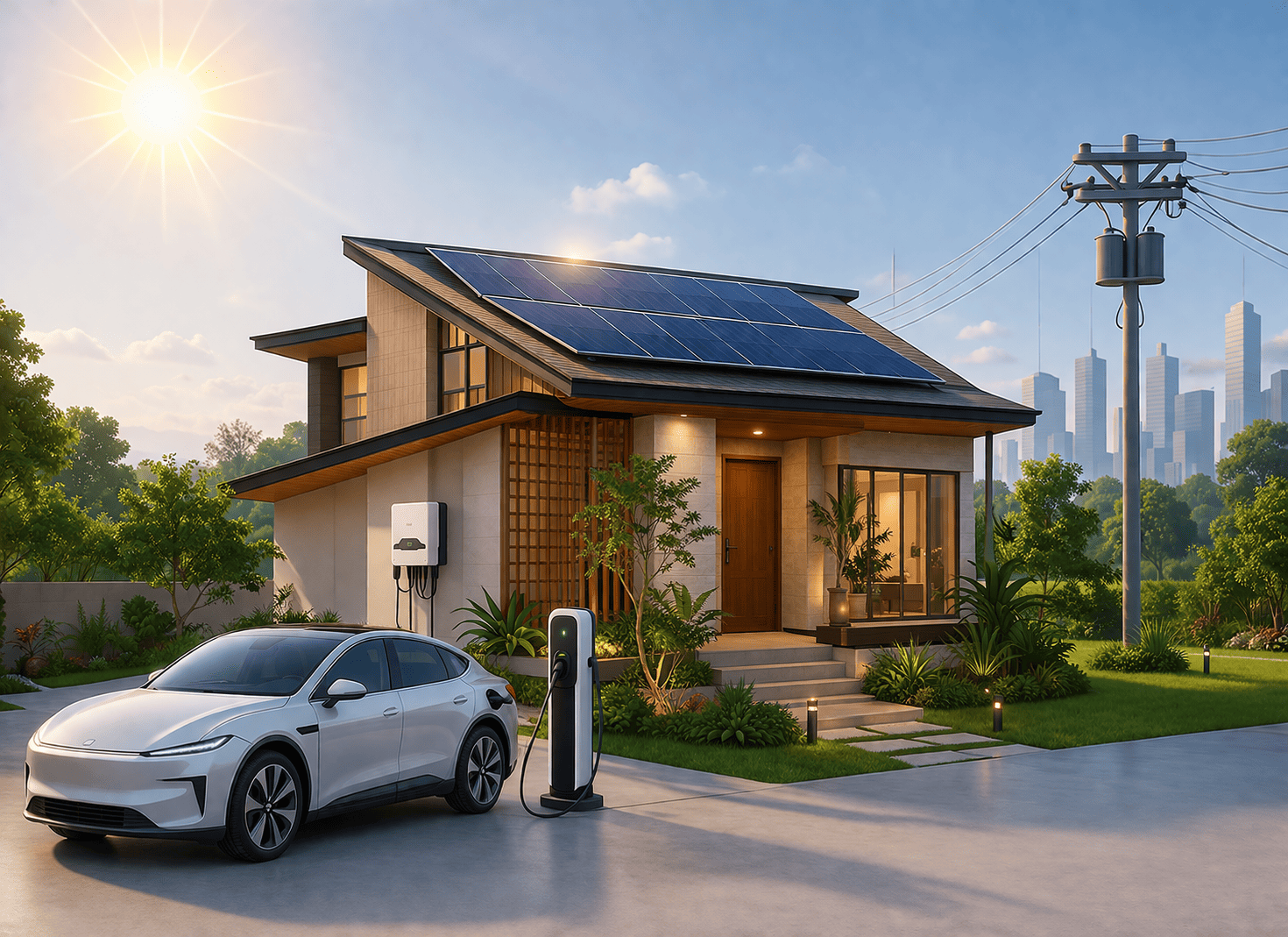 Solar panels on the roof of a home