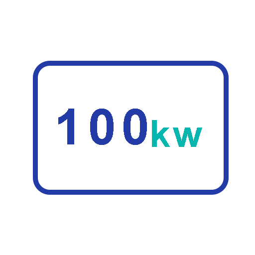 100kw Text in Blue and Teal Inside a Blue Rounded Rectangle Outline