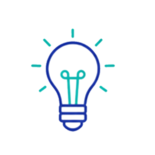 Idea Bulb Icon in Blue and Teal