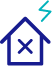House with Cross Mark in the Middle and Zigzag Line Above Icon in Blue and Teal