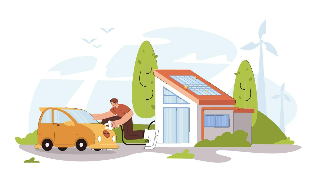 Electric vehicle charging at a solar-powered home