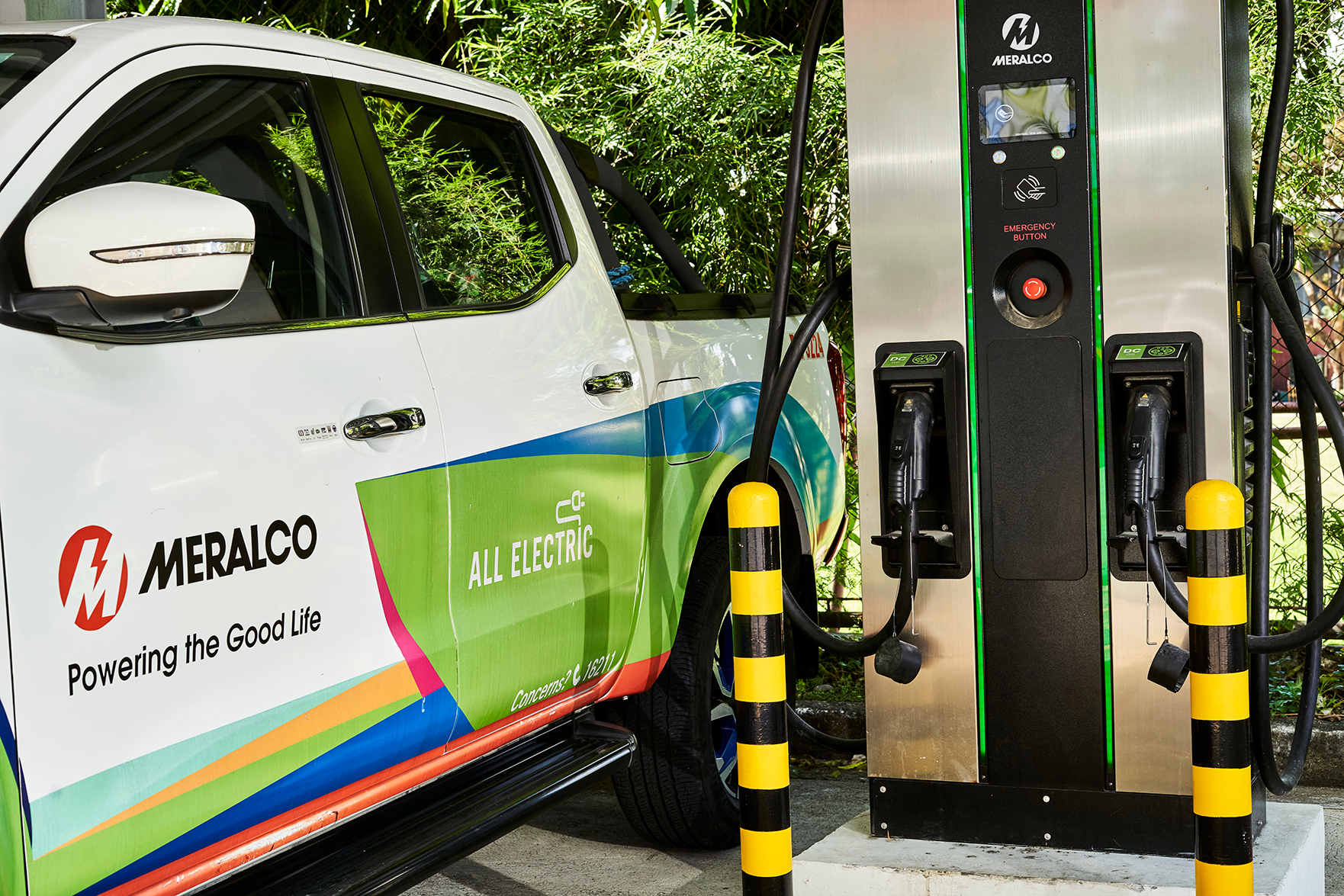 Meralco electric vehicle using a company charging station