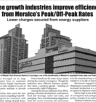 Three growth industries improve efficiencies from Meralco's POP rates